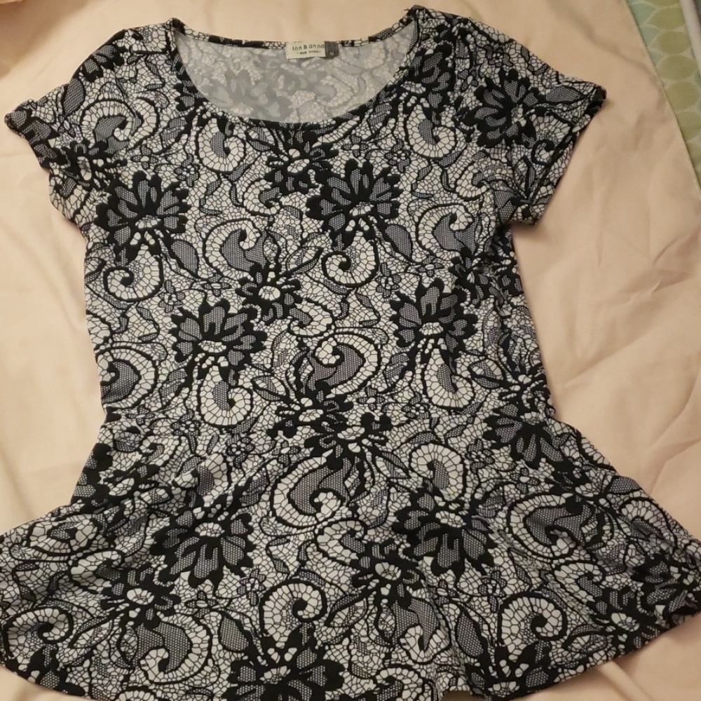 Black and white floral top